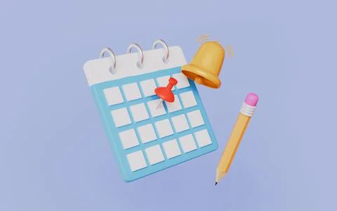 Calendar event planner with pin, Appointment and reminder Ilustração Stock