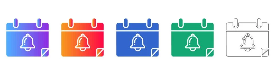 Calendar Event Reminder with Note Icon Set Stock Illustration