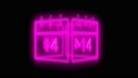 Calendar february 14th animation valentines day video rotation neon lights Stock Footage 231582953