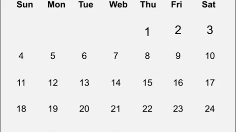 Calendar February 2026 Weekly Planner Digital Template Minimalist Stock-Footage 323785853