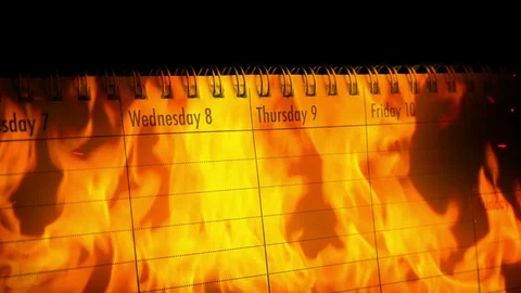 Calendar In Flames - Wasted Time Concept Stock Footage 88585900