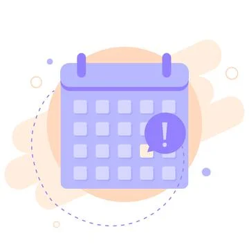 Calendar flat icon with exclamation mark. Important date or event. Vector Stock Illustration