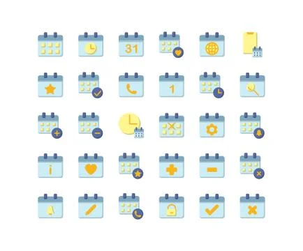Calendar flat icon set. Vector and Illustration. Illustrazione stock