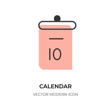 Calendar flat line icon date schedule day vector Stock Illustration