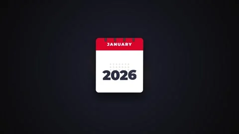Calendar Flip Animation Changing Year 2026 to 2027 for Happy New Year Concept Stock-Footage 348189503