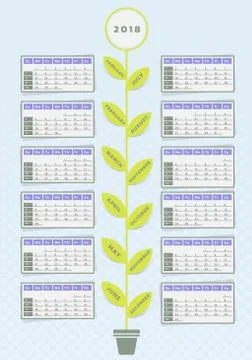 Calendar flower design Illustrazione stock