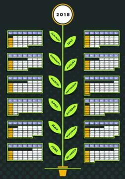 Calendar flower design Illustrazione stock