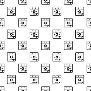 Calendar fourth july pattern seamless 스톡 일러스트