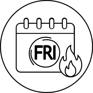 Calendar with Friday text and fire flame Stock Illustration