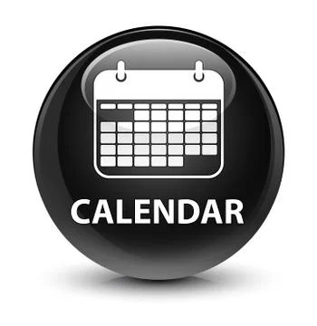 Calendar glassy black round button Stock Illustration