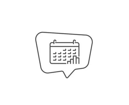 Calendar graph line icon. Column chart sign. Vector Illustrazione stock