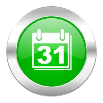 Calendar green circle chrome web icon isolated. Ilustración de archivo
