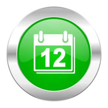 Calendar green circle chrome web icon isolated. Ilustración de archivo