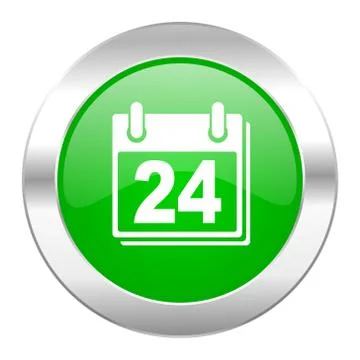 Calendar green circle chrome web icon isolated. Ilustración de archivo