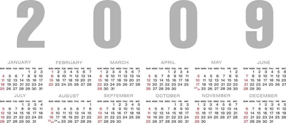 Calendar grid  2009 Stock Illustration
