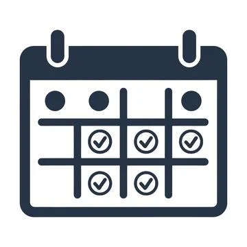 Calendar Grid with Checkmarks and Dots Icon schedule Stock Illustration