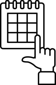 A calendar with a hand pointing to the date Stock Illustration
