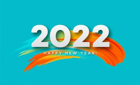 Calendar header 2022 number on colorful abstract color paint brush strokes Illustrazione stock