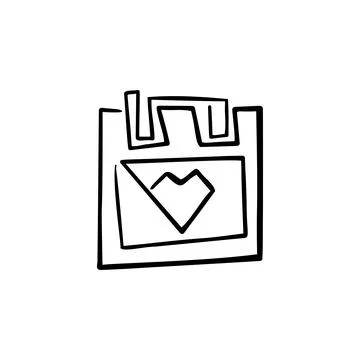 Calendar, heart one line vector illustration art hand draw . Stock Illustration