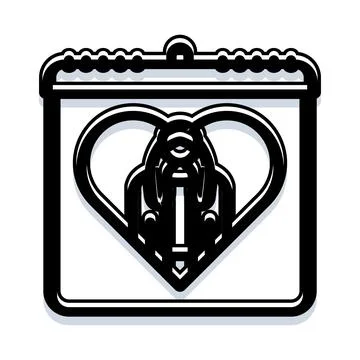 Calendar with heart shape and time icon イラスト素材