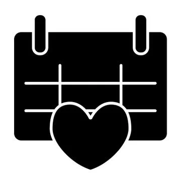 Calendar with heart solid icon. Love date vector illustration isolated on white Stock Illustration