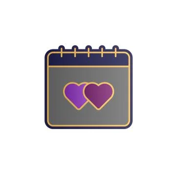 Calendar, hearts color gradient vector icon Stock Illustration
