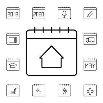 Calendar, home flat vector icon in calendar pack Stock Illustration
