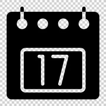 Calendar icon, 17th date solid style vector illustration design. Flat design sty Illustrazione stock
