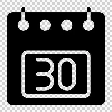 Calendar icon, 30th date solid style vector illustration design. Flat design sty Illustrazione stock
