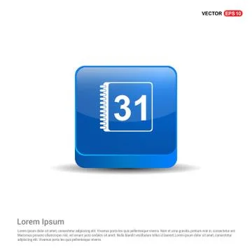 Calendar icon - 3d Blue Button Illustrazione stock