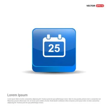 Calendar icon - 3d Blue Button Illustrazione stock