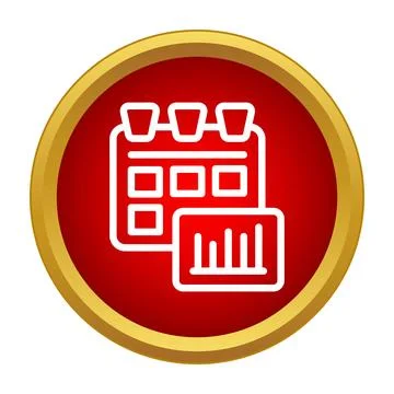 Calendar icon with bar chart displaying schedule analytics Stock Illustration