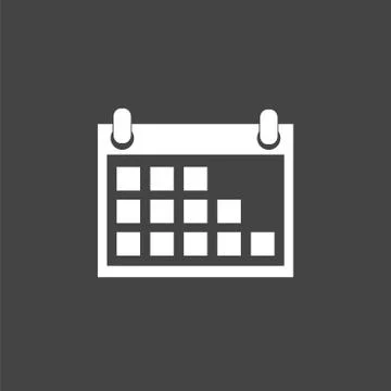 Calendar icon on black background, vector illustration. Flat style. Icons for Stock Illustration