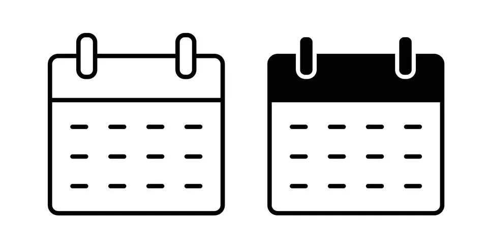 Calendar icon black vector isolated on white Stock Illustration