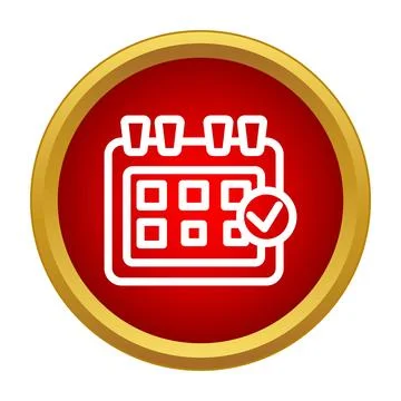 Calendar icon with check mark indicating complete schedule Stock Illustration