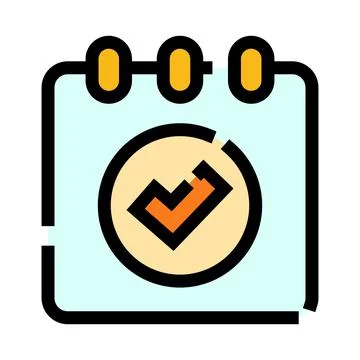 Calendar icon with checkmark for schedule completion Stock Illustration