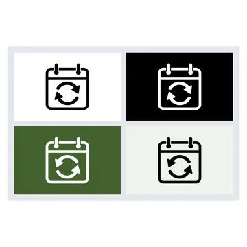 Calendar icon with circular refresh arrows representing recurring dates or .. Stock Illustration