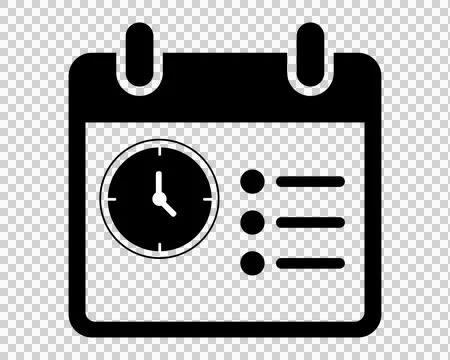 Calendar icon with clock and checklist for time management and scheduling tasks Stock Illustration