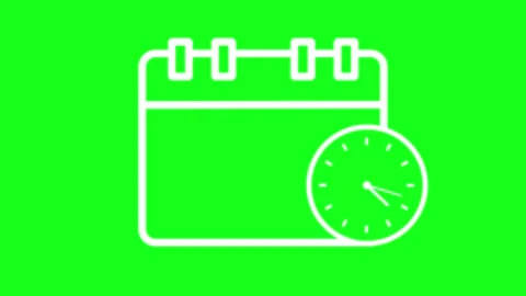Calendar Icon with Clock Deadline Schedule Reminder Symbol 4K Stock Footage 334204320