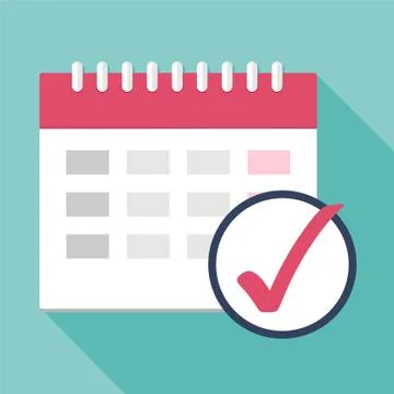 Calendar icon with clock. Planning. Time management. Illustrazione stock
