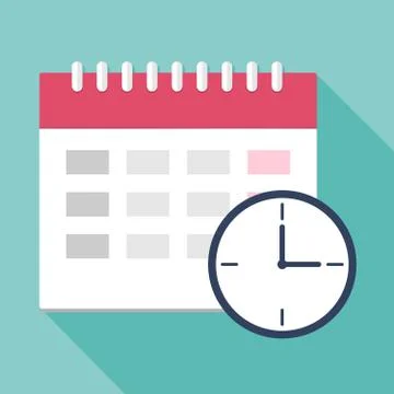 Calendar icon with clock. Planning. Time management. Stock Illustration