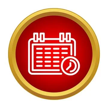 Calendar icon with clock symbolizing deadline reminder and planning Illustrazione stock