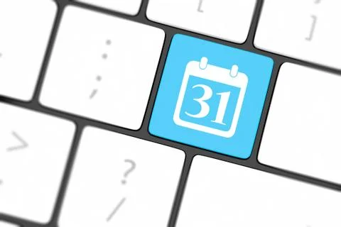 Calendar icon on computer keyboard Illustrazione stock