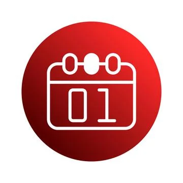 Calendar icon with date 01 on a red background conveys time organization an.. Stock Illustration