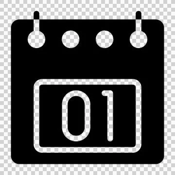 Calendar icon, date 1 design solid style vector illustration. Flat design style, Stock Illustration
