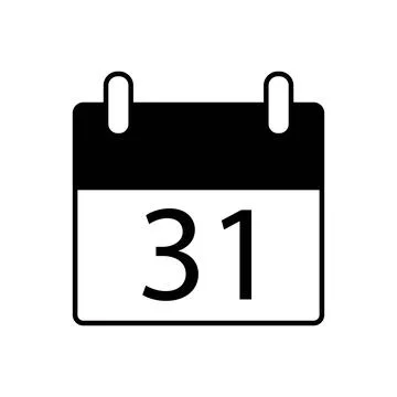 Calendar icon with the date 31th in flat style Stock Illustration