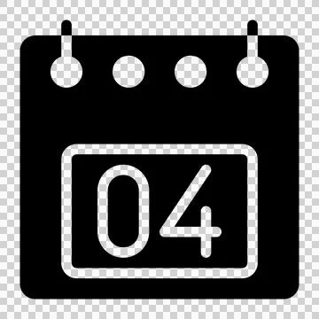 Calendar icon, date 4 design solid style vector illustration. Flat design style, Illustrazione stock