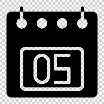 Calendar icon, date 5 design solid style vector illustration. Flat design style, Illustrazione stock