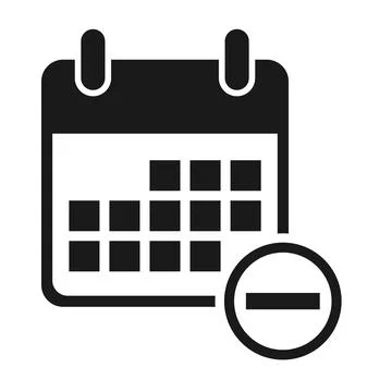 Calendar icon delete, date event symbol isolated on white background. Vector Stock Illustration