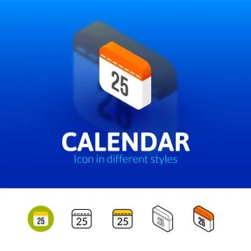 Calendar icon in different style Stock Illustration